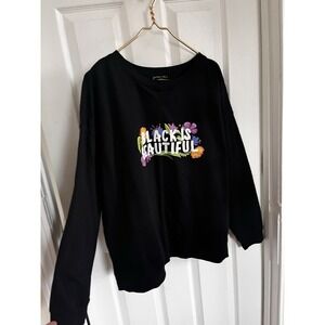 Graphic Sweatshirt Black is Beautiful Floral XXL Pullover Casual Boho Cozy